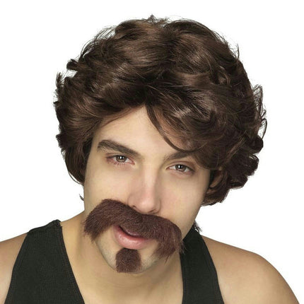 Uncle Rico or Big John Brown Men's Wig Moustache and Goatee Set