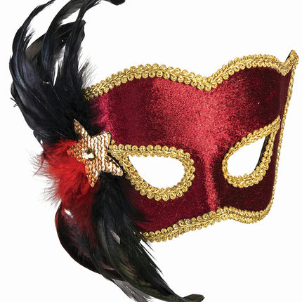 Karneval Style Female Red Burgundy Half Venetian Mask