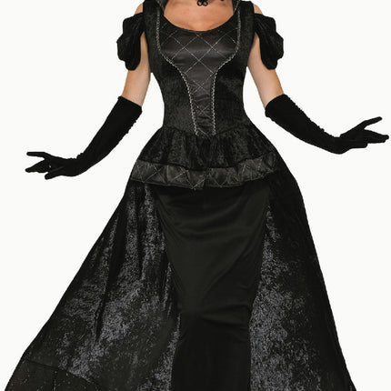 Royal Dark Queen Black Wicked Vampiress Dress Adult Costume
