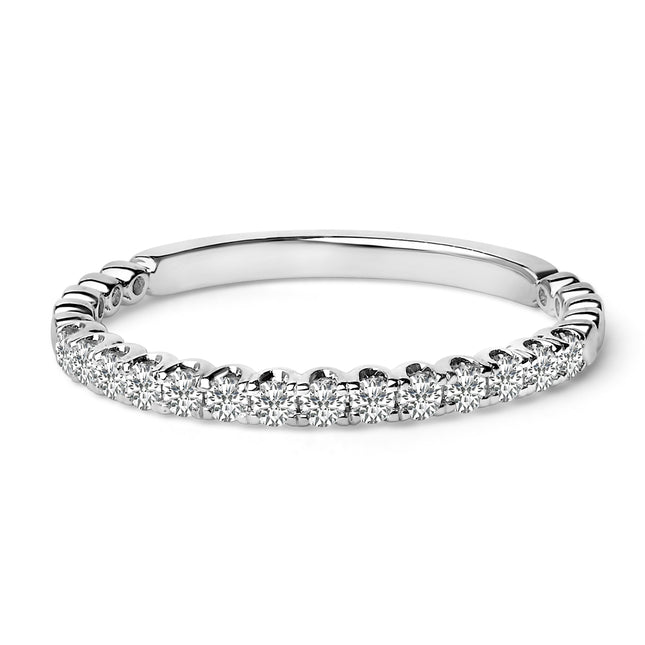 14K White Gold 1/4 Cttw Round Diamond Prong Set Wedding Band