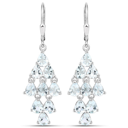 3.96 Carat Genuine Aquamarine .925 Sterling Silver Earrings