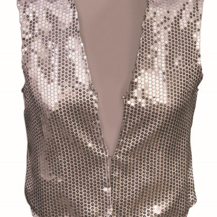 Silver Sequin Vest Adult Dazzle Dapper Accessory 1980s Up to Size 42