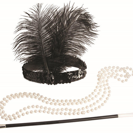 Roaring 20s Flapper Kit Headband, Necklace and Cigarette Holder