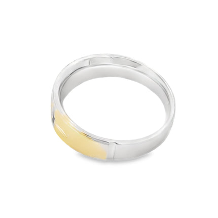 .02ct Mens Ring Wedding Band Sterling Silver 14KT Gold