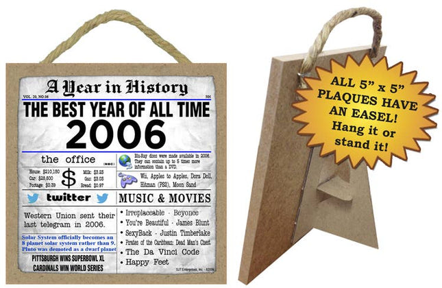 2006 A Year in History Plaques 5" x 5" wood plaque/sign