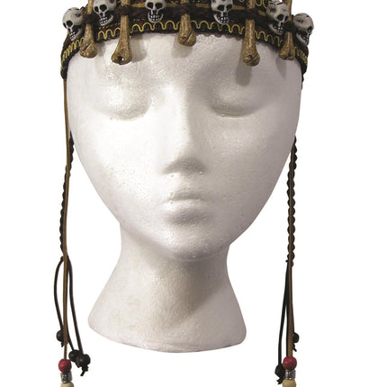 Day of the Dead Voodoo Headpiece Skulls Dangle Feathers Costume Accessory