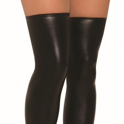 Black Knee High Liquid Leather Vinyl Spandex Socks Costume Accessory