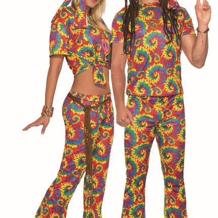 Tie Dye Far Out Hippie Unisex Adult Shirt and Pants Costume