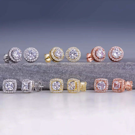 3.44 CTTW Halo Stud Earrings with Swarovski Elements