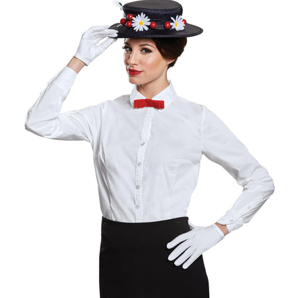 Mary Poppins Disney Adult Accessory Costume Kit Hat, Gloves and Bow Tie