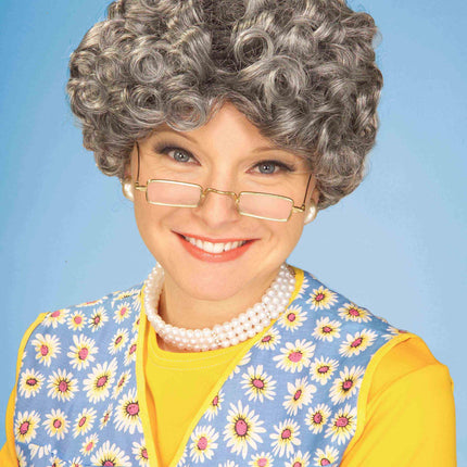 Yo Momma Short Curly Gray Granny Adult Wig
