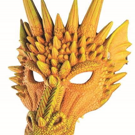 Yellow Orange Dragon Adult Dinosaur Latex Half Mask