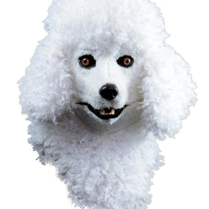 Creepy Poodle Dog White Moving Mouth Adult Costume Mask