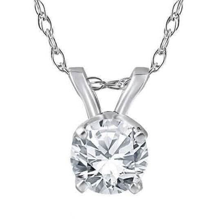3/4Ct Round Cut Diamond Solitaire Pendant 14K White Gold