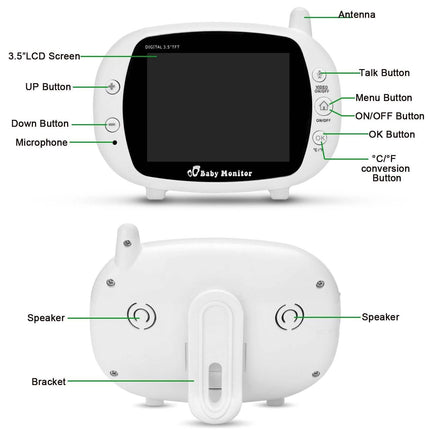 3.5" Audio Video Baby Monitor Wireless Digital Camera Night Vision Safety Viewer