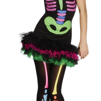 Fever Neon Skeleton Tutu Dress Women's Costume Size Medium 10-12
