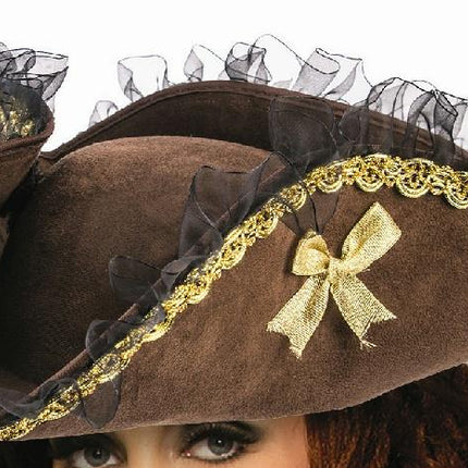 Forum Novelties Womens Brown Tricorner Tricorn Pirate Hat Costume Accessory