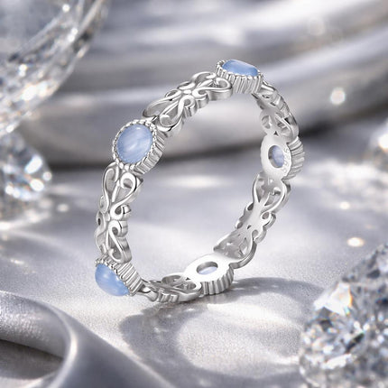 S925 Sterling Silver 4mm Plated Platinum Ring for Women Size 6.0