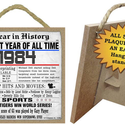 1984 A Year in History Plaques 5" x 5" wood plaque/sign