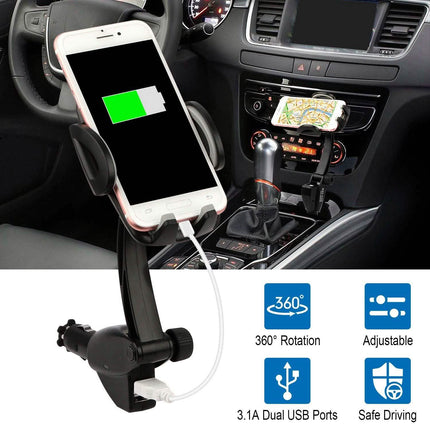 360° Dual USB Smartphone Mounting Car Charger