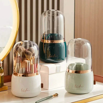 360¬∞ Rotating Makeup Brush Holder with Lid Makeup Organizer