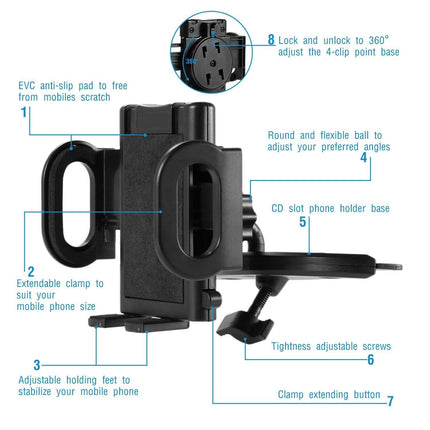 360° Universal CD Slot Car Phone Mount
