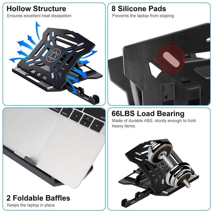 360º Rotating Laptop Riser Stand with Phone Stand 8 Level Adjustable Height