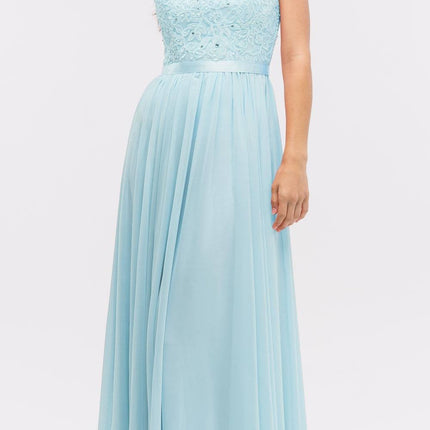 CLEARANCE - Eureka 3611 Lace Illusion Bodice Bateau Neck A-line Long Dress (Size L)