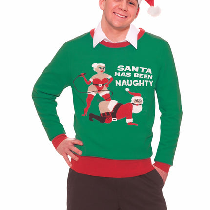 Ugly Christmas Sweater Funny Naughty Santa Unisex Holiday Size X-Large