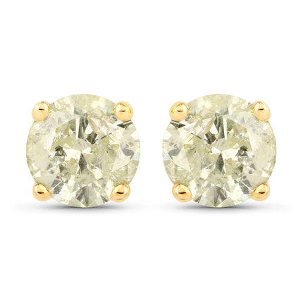 1.12 Carat Genuine LB Diamond 14K Yellow Gold Earrings
