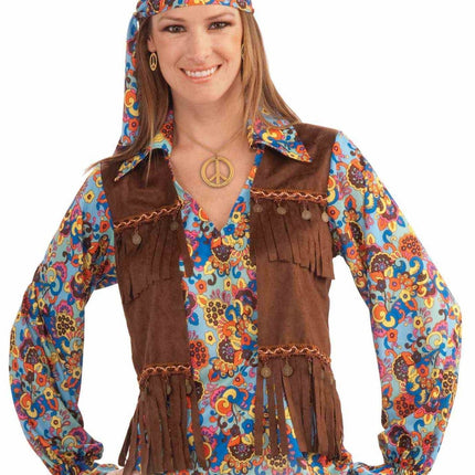 Female Hippie Groovy Shirt, Vest, Headband Set