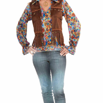 Female Hippie Groovy Shirt, Vest, Headband Set