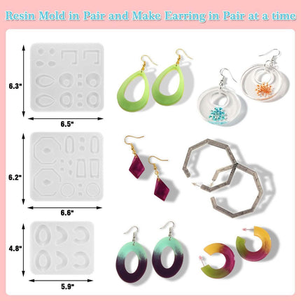 366-Pieces: Jewelry Making Silicone Earring Necklace Pendant Resin Casting Molds
