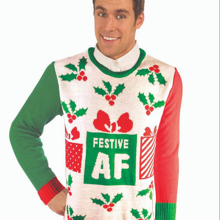 Forum Novelties Festive AF Ugly Christmas Sweater Size X-Large