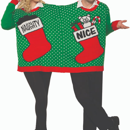 Forum Novelties Ugly Christmas Sweater for two Naught/Nice Size X-Large