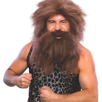 Brown Prehistoric Cave Man Wig and Beard