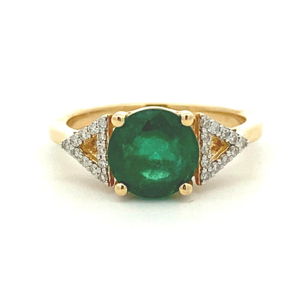 Genuine 2.12ct Emerald Diamond Ring 14KT Yellow Gold