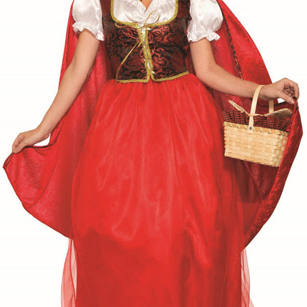 Classic Red Riding Hood Dress and Cape Adult Costume Standard Size 14-16