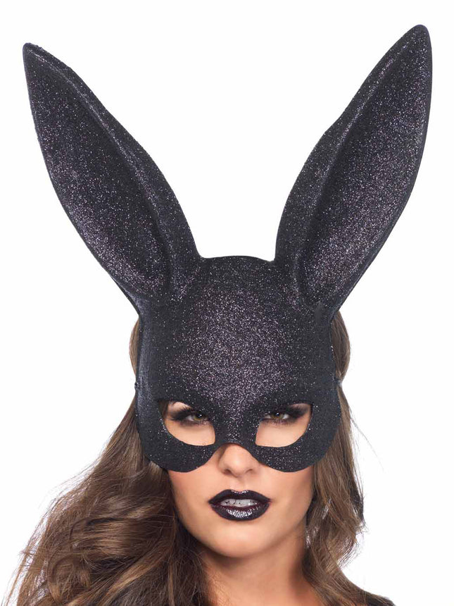 Glitter Masquerade Rabbit Mask - Black - O/S