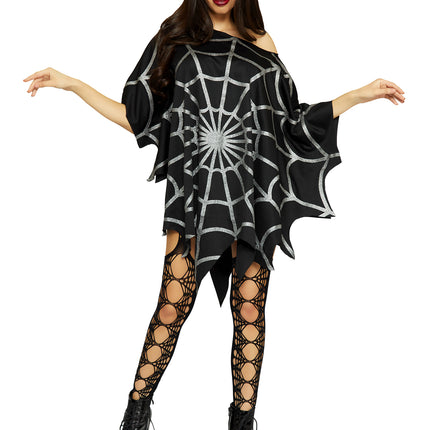 Glitter Web Poncho - Black - O/S