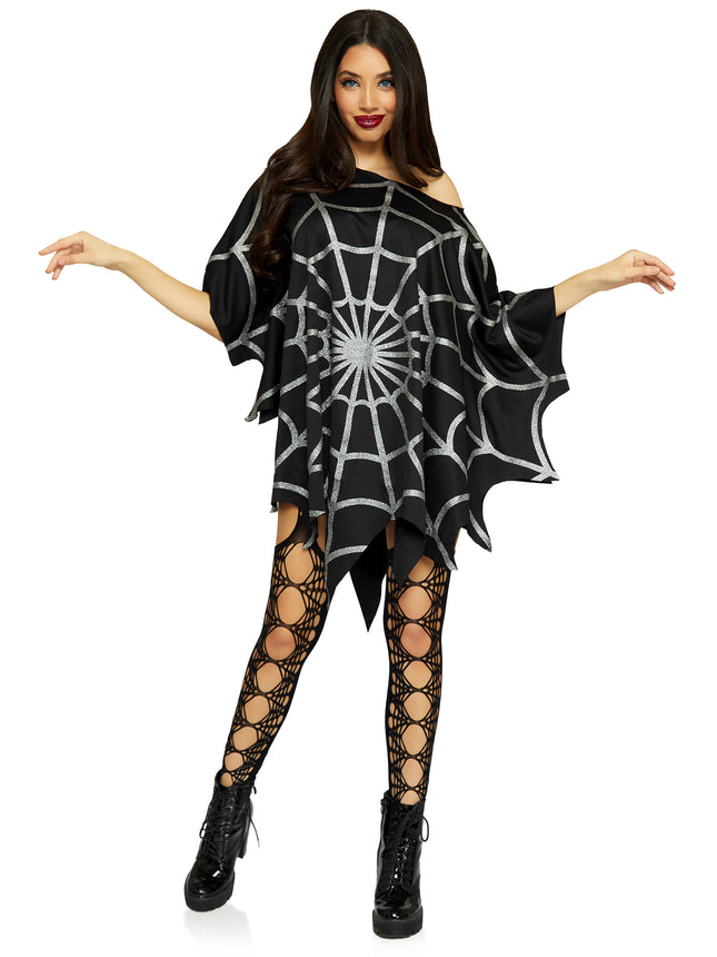 Glitter Web Poncho - Black - O/S