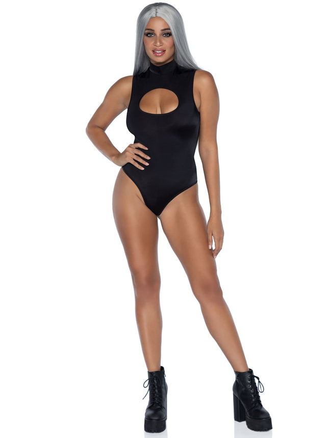 Spandex Keyhole Bodysuit - Black - LARGE