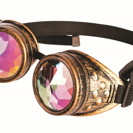 Steampunk Hologram Kaleidoscope Gold Goggles