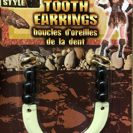 Prehistoric Caveman Cavewoman Costume Sabre Tooth Earrings