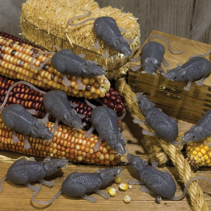 FunWorld Creepy Gray Rubber Mouse Prank Rat Lot - Mice Lot of 12 MICE