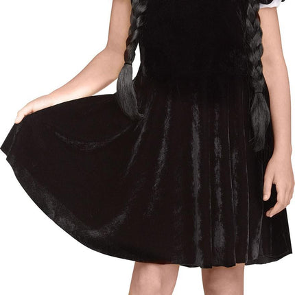 Gothic Girl Black Dress Wednesday Adams Child Costume X-Large 14-16