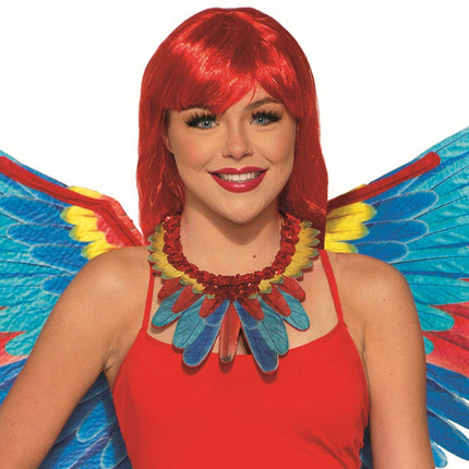 Red, Yellow and Blue Parrot Bird Collar Necklace Costume Accessory