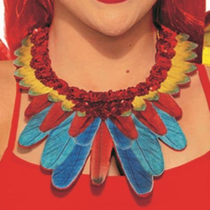 Red, Yellow and Blue Parrot Bird Collar Necklace Costume Accessory