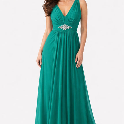 CLEARANCE - Cinderella Divine 3914 Chiffon Semi Formal Jade Dress (Size 3XL, 4XL)
