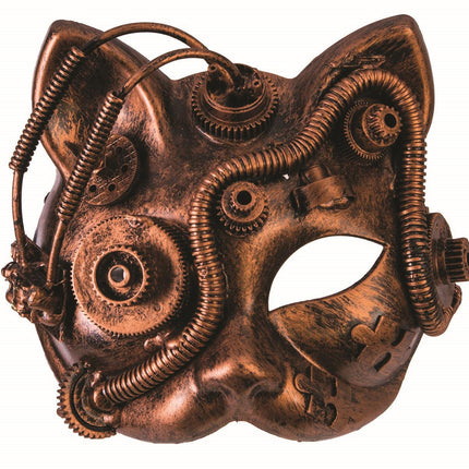 Steampunk Venetian Bronze Cat Eye Mask
